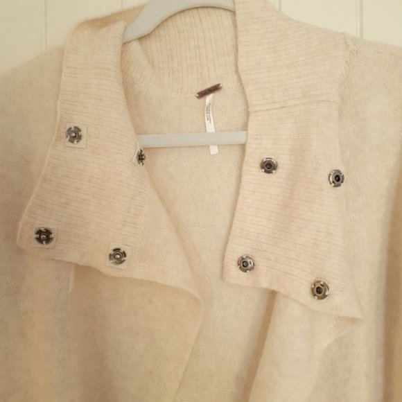 Free People Cascade Cardigan Wool/Alpaca Blend Cream Size M - Picture 9 of 12